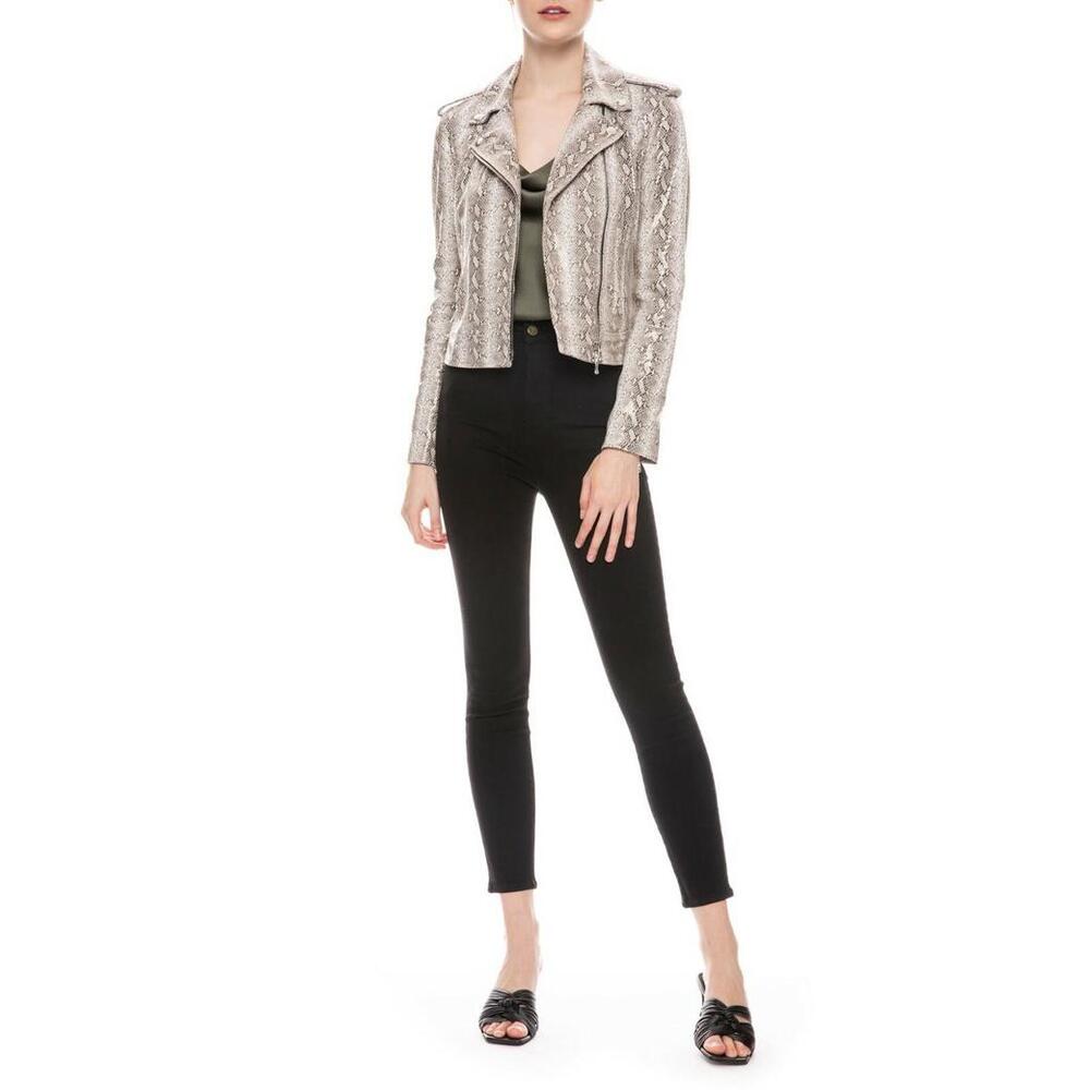 NEW, L'AGENCE Python Leather Biker Jacket Size M … - image 2
